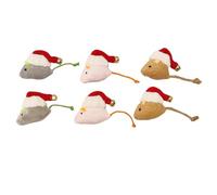 6-Pack Christmas Catnip Mice Toys - Handmade Crochet Hat with Bell, Catnip-Filled Plush Mice for Interactive Play and Holiday Fun