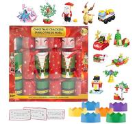 6 Pack Christmas Crackers Luxury with Novelty Gifts Party Hats for Kids Xmas Party Table Favors,Santa's Building Block Christmas Party Crackers,Xmas Crackers for Childrens Gift,Christmas Decorations