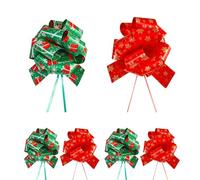6-Pack Christmas Pull Bows Decorations Gift Set,Plastic Curl Gift Wrap Ribbon for Holiday Presents,Xmas Tree Decor Crafting Green Red Gold & Silver Festive Party Supplies