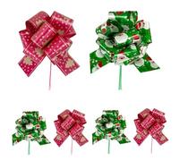 6-Pack Christmas Pull Bows Decorations Gift Set,Plastic Curl Gift Wrap Ribbon for Holiday Presents,Xmas Tree Decor Crafting Green Red Gold & Silver Festive Party Supplies