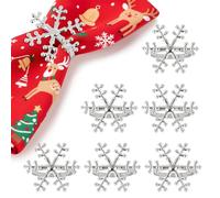 6 Pack Christmas Snowflake Napkin Rings - Festive Metal Table Decor for Holiday Dinner Party, Xmas Tableware Accessories (Silver, 5 * 5.5cm)