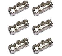 6 Pack Chrome Plated 15mm Full Bore Isolating Isolation Valve Heavy Pattern Compression Joint