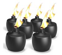 6-Pack Citronella Tabletop Torches, MQKIWAO 21 oz Table Top Torches for Outdoor, Metal Oil Burner Candles, Garden Torches with Fiberglass Wick for Yard, Patio, Deck, Garden, Party, Landscape