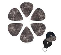 6 Pack Classic Snake Skin Guitar Picks with Guitar Pick Holder, Personalized Celluloid Plectrums for Acoustic Guitar, Bass, Ukulele, Cool Bass Accessories Gifts for Men Women 0.71mm