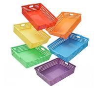 6 Pack Classroom Paper Basket, A4 Organizing Boho Trays for Teachers Students, Fun Turn-in Bins, Classroom Storage Plastic Organizer Holder for Office Desk Room Trays