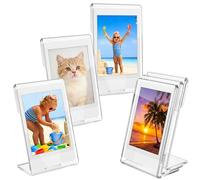 6 Pack Clear Acrylic Self Standing Photo Frames 3x2 Inch, Wallet Size Vertical Picture Frame, Shatter-Resistant & Anti-Scratch Desktop Display for Polaroid Instax Mini, Home Office Decor & Small Memor
