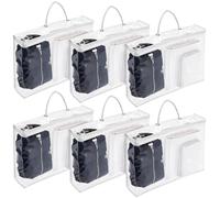 6 Pack Clear Clothes Storage Bags Reinforced Handle PVC Bedding Storage Under-Bed Storage Bag with Zip Space-Saving Transparent Moving Blanket Organiser for Quilt Bed Sheet Clothes - 40x30x10 cm