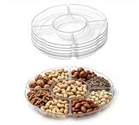 6 Pack Clear Compartment Trays with 5 Section, Reusable Plastic Trays and Platters for Parties Snacks Fruit Candies Dessert Nibbles Nuts