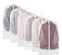 6 Pack Clear Moth Proof Garment Bags - with Zipper Hanging Clothes Bags Dress Bag for Gowns Long for Closet