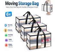 6 Pack Clear Moving Storage Bags with Handles PVC