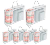 6 Pack Clear PVC Clothes Storage Bags with Zip Reinforced Handle Under Bed Bedding Organiser Blankets Storage Boxes Dustproof Transparent Moving Totes for Blankets Sweater Bed Sheet Pillows 40x30x10cm