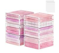 6 Pack Clear Storage Bags with Zips, 36L Foldable Clothes Storage Bags PVC Clothing & Wardrobe Storage Organiser Waterproof Loft StorageBags for Quilt, Clothes, Sweater, Towel, Blanket, Toy - White