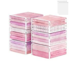 6 Pack Clear Storage Bags with Zips, 36L Foldable Clothes Storage Bags PVC Clothing & Wardrobe Storage Organiser Waterproof Loft StorageBags for Quilt, Clothes, Sweater, Towel, Blanket, Toy - White