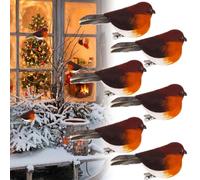 6 Pack Clip On Robin Bird Ornaments, Christmas Tree Decorations 10cm | Foam feather robin decor, built-in metal clip, lightweight, multi-scene festive & wedding ornament