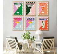 6 Pack Cocktail Paint by Numbers for Adults, 20x30cm