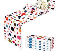 6 Pack Colored Dots Table Runner, 30 x 183 cm Long Rustic Farmhouse Wedding Satin Table Runner,Washable and Reusable 6 FT Table Runners for Wedding Birthday Party Banquet Table Decorations