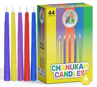 6-Pack Colorful Chanukah Candles - Standard Size Hanukkah Candles - Premium Quality Wax - Assorted Colors - Bulk Pack for All 8 Nights of Hanukkah - by Ner Mitzvah
