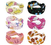 6 Pack Colorful Cicada with Green Forest Leaves Background Women’s Headbands, Elastic Wide Turban Headband, Soft Head Bands, Non Slip Hairband for Yoga Workout Sport Running