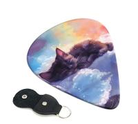 6 Pack Colorful Cloud Sleeping Cat Guitar Picks - 0.46 0.71 0.93 mm Includes Cool Guitar Picks Thin Medium Heavy Thickness, Electric Guitar Picks for Acoustic Guitar Bass Ukulele