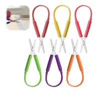 6 Pack Colorful Craft Scissors for 3-4, Left Handed Scissors, Mini Loop, Right and Left Handed Easy Grip, School Activities, Home DIY Projects, Christmas DIY Crafts