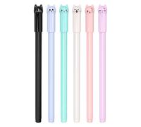 6 Pack Colorful Cute Cats Kawaii pen Gel Pens 0.5mm Black Ink Ballpoint Pens for School Supplies