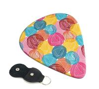6 Pack Colorful Wool Balls Guitar Picks, Bass Electric Acoustic Guitar Ukulele Accessories, Medium Guitar Picks Plectrums with Organizer Bag