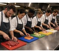 Argon Tableware Plastic Chopping Board - Multicolour - Pack of 6-45cm x 30cm - Thick Professional Colour Coded Kitchen Catering Chefs Cutting Mat Chopping Mat