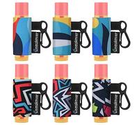 6 Pack Compact Clip-On Chapstick Holder Premium Release Clip Neoprene Sleeve Lip Balm with Clip Fits Most Standard Lip Balm, Abstract Painting, 1 Count (Pack of 6)