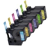 6 Pack Compatible for Dymo D1 COLORPOP! Label Tape Replacement for Dymo D1 Label Tape 12mm 0.47"(Blue/Pink/Purple/Gold/Green/Yellow Glitter) for Dymo LabelManager 420P 280 160 360D PnP, Laminated