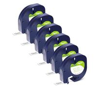 6 Pack Compatible Label Tape Replacement for Dymo Letratag Refills Paper 91330 10697, Black on White Label Maker Refills for DYMO LetraTag LT-100H LT-100T QX50 Printer, 1/2 Inch x 13 Feet