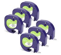 6-Pack Compatible with Dymo Label Tape Paper White 91200 S0721510 Replacement for Dymo Letratag Paper Refills 12mm x 4m for LT-100H LT-100T XR 200B XM Label Makers,Black on White