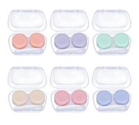 6 Pack Contact Lens Cases, Portable Contact Lens Case with 6 Colors, Mini Eyes Contact Lens Container,Left/Right Eyes Contact Lens Box with Tweezers Wearing Stick for Contact Lens Removal Store