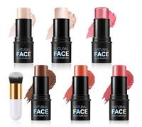 6 Pack Contour Bronzer Blush Stick, Highlighters Makeup Sticks with Brush for Eyes Face Lips, Multi-Use Long Lasting Waterproof Makeup for All Skin Type