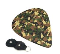 6 Pack Cool Cat Camouflage Green Guitar Picks - 0.46 0.71 0.93 mm Includes Cool Guitar Picks Thin Medium Heavy Thickness, Electric Guitar Picks for Acoustic Guitar Bass Ukulele