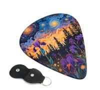 6 Pack Cosmic Irises At Twilight Guitar Picks, Bass Electric Acoustic Guitar Ukulele Accessories, Thin Guitar Picks Plectrums with Organizer Bag