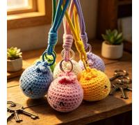 6 Pack Crochet Hacky Sack 2in Soft Foot Bag with Storage | Hand-crocheted cotton yarn with embroidered smiley faces, soft knitted for a gentle grip, small bead filling not