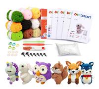 6 Pack Crochet Kit for Beginners, Amigurumi Crochet Animal Kits for Adults