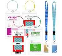 6 Pack Cruise Luggage Tag Holder, Waterproof Clear Suitcase Tags with Stainless Steel Loops & Lanyards, Durable Cruise Travel Essentials, Universal Cruise Accessories for All Major Cruise Lines