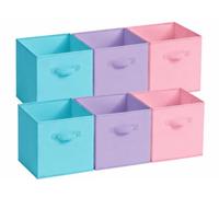 6 Pack Cube Storage Bins, 10.5 Inch Sturdy Fabric Storage Cubes with Handles, 2mm Thick Anti Sagging Collapsible Storage Baskets for Shelves, Closet Organizers and Storage for Classroom & Home,Muse