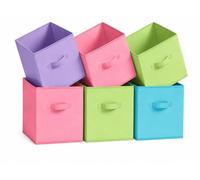 6 Pack Cube Storage Bins, 10.5 Inch Sturdy Fabric Storage Cubes with Handles, 2mm Thick Anti Sagging Collapsible Storage Baskets for Shelves, Closet Organizers and Storage for Classroom & Home,Glow