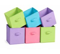 6 Pack Cube Storage Bins, 10.5 Inch Sturdy Fabric Storage Cubes with Handles, 2mm Thick Anti Sagging Collapsible Storage Baskets for Shelves, Closet Organizers and Storage for Classroom & Home,Dusk