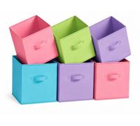 6 Pack Cube Storage Bins, 10.5 Inch Sturdy Fabric Storage Cubes with Handles, 2mm Thick Anti Sagging Collapsible Storage Baskets for Shelves, Closet Organizers and Storage for Classroom & Home,Vivi