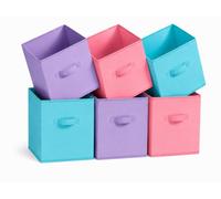 6-Pack Cube Storage Bins, 10.5 Inch Sturdy Fabric Storage Cubes with Handles, 2mm Thick Anti-Sagging Collapsible Storage Baskets for Shelves, Closet Organizers and Storage for Classroom & Home,Muse