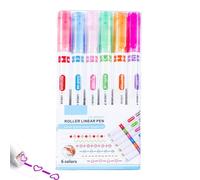 6 Pack Curve Highlighter Pen Duals Tip Pens With 6 Different Curve Shapes Fine Tips,Colors Shimmer Marker Set,Multifunctional Art Supplies,For Writing, Journaling, Note-Taking, Drawing