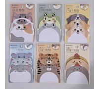 6 Pack Cute Animal Sticky Notes Kawaii Cat Frog Dog Hippo Tiger Chicken Shaped Self-Adhesive Memo Pads Mini Stationery for Back to School Office Home Party Bag Fillers Gifts for Girls Kids Students