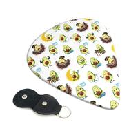 6 Pack Cute Avocado Moon Guitar Picks, Bass Electric Acoustic Guitar Ukulele Accessories, Thin Guitar Picks Plectrums with Organizer Bag
