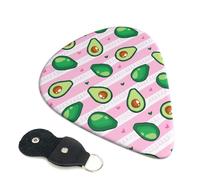 6 Pack Cute Avocado Pink Stripe Guitar Picks - 0.46 0.71 0.93 mm Includes Cool Guitar Picks Thin Medium Heavy Thickness, Electric Guitar Picks for Acoustic Guitar Bass Ukulele