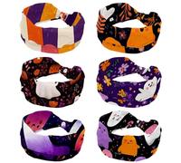 6 Pack Cute Ghosts (2) Headbands for Women's Hair,Soft Elastic Bandeau Hair Bands Makeup Yoga Workout Running