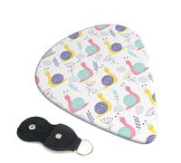 6 Pack Cute Hand Painted Snail Guitar Picks, Bass Electric Acoustic Guitar Ukulele Accessories, Medium Guitar Picks Plectrums with Organizer Bag