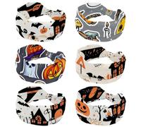 6 Pack Cute Happy Halloween3 Headbands for Women, Sport Hairbands for Party Running Cycling